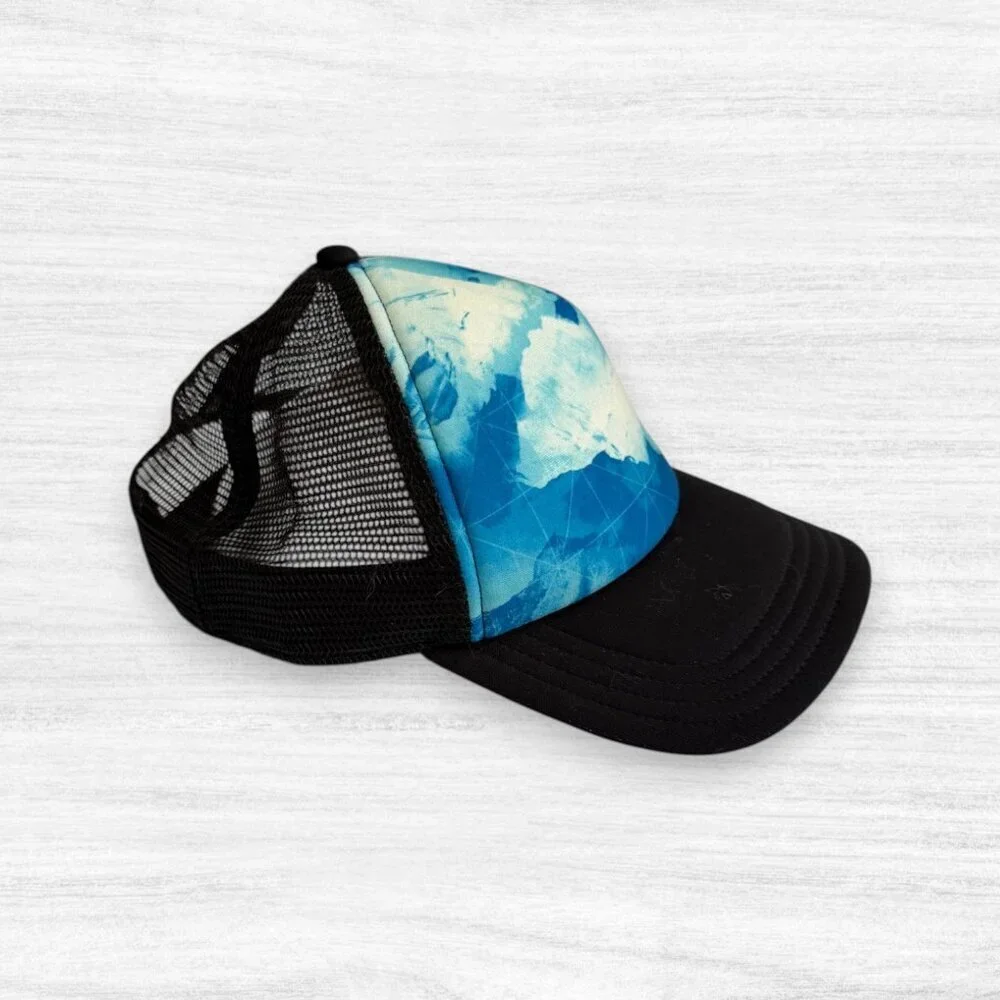 The North Face Glacier Print Trucker Hat Mesh Snapback Outdoor Hiking Cap